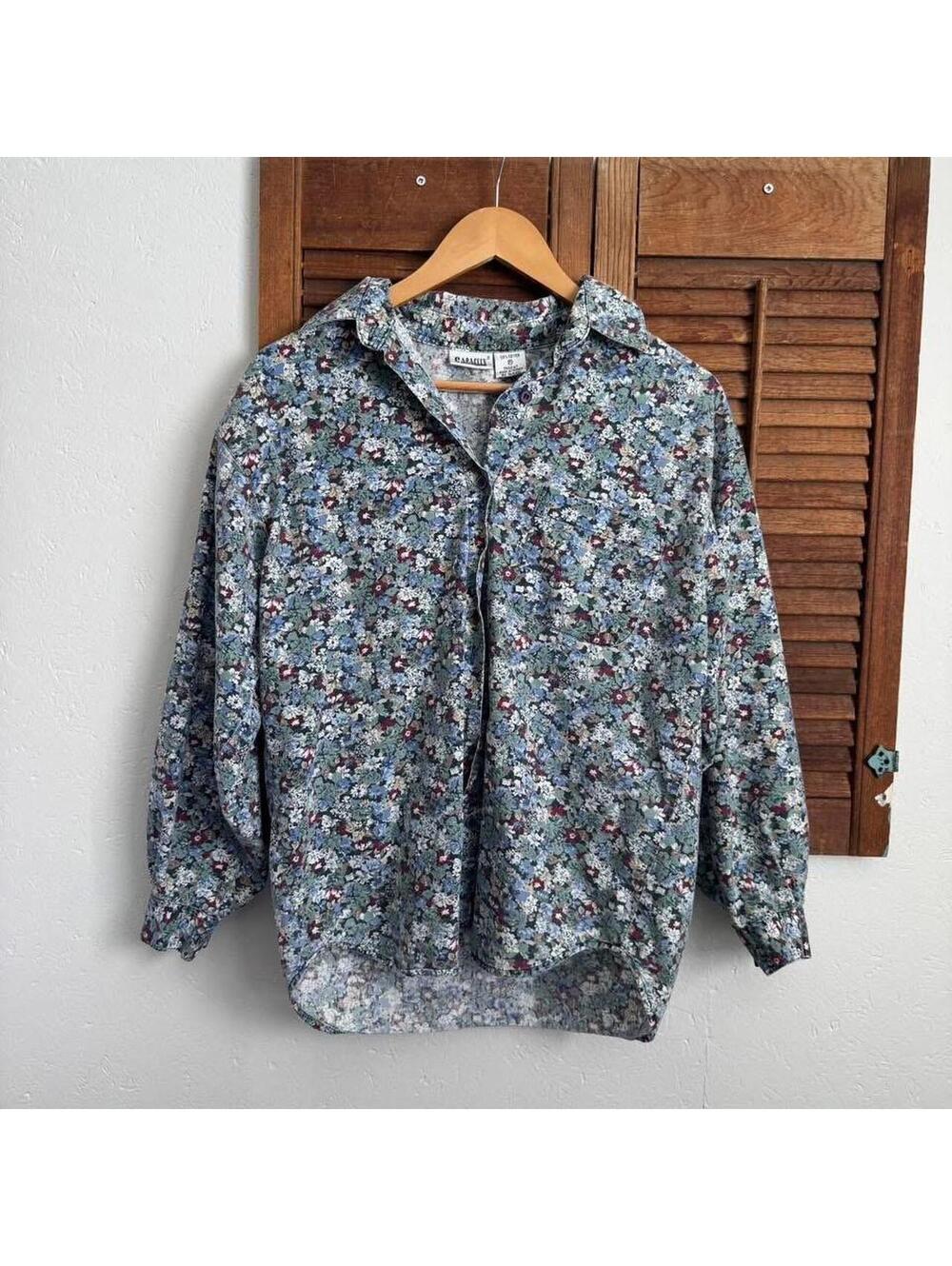 Vintage floral 100% cotton button up top cottage core boho